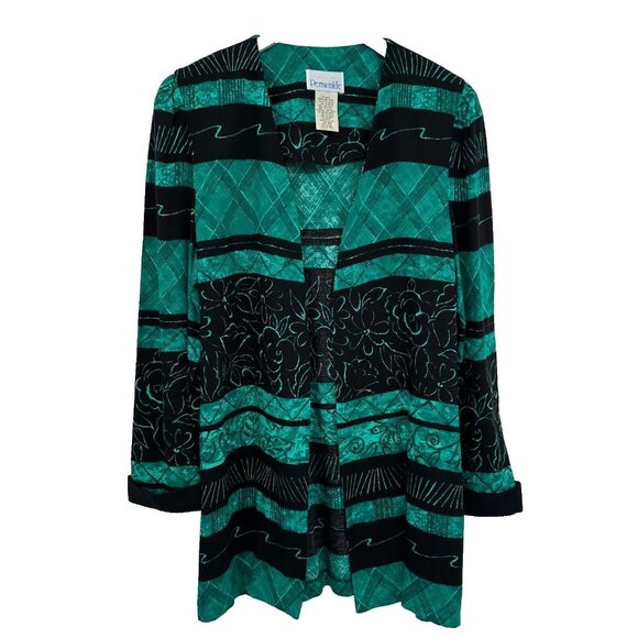 Vintage Jacket Cardigan Size 14 Open Front Long Sleeve Shoulder Pads Made in USA - Picture 1 of 9